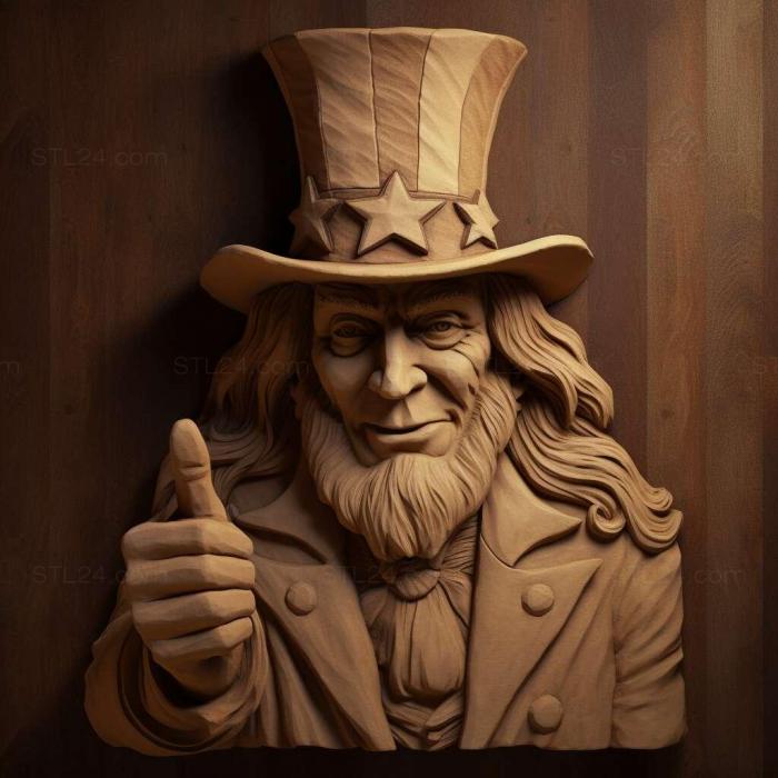 Characters (uncle sam 3, HERO_1219) 3D models for cnc